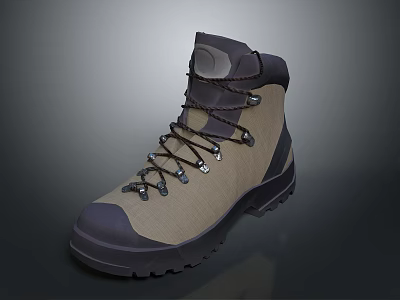 High Top Hiking Boots With Durable Upper And Non Slip Rubber Sole 3d model