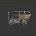 Vintage Wooden Four Wheeled Vehicle With Canvas Canopy And Spoked Wheels Retro Design