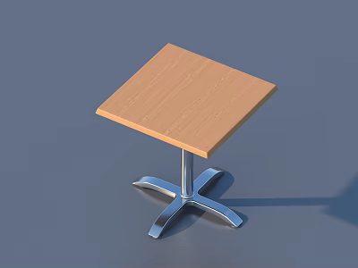 Modern Square Dining Table With Wooden Tabletop Silver Metal Cross Legs Design Simple Contemporary Style 3d model