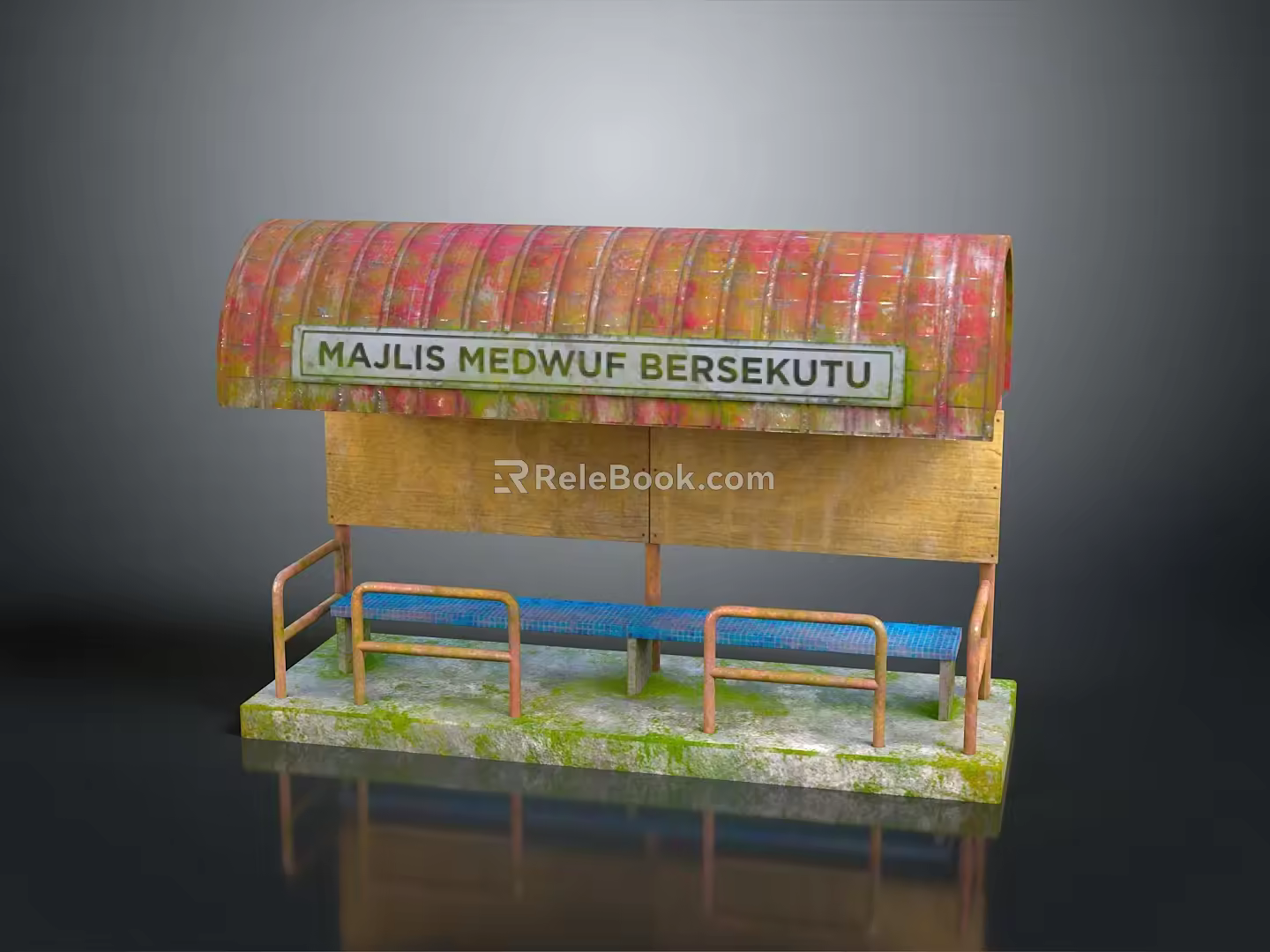 Animation station platform cartoon platform station bus station bus platform public facilities public equipment 3d model