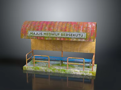 Animation station platform cartoon platform station bus station bus platform public facilities public equipment 3d model