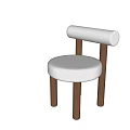 Modern Simple Solid Wood Dining Chair with Backrest 3d model