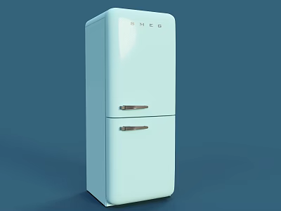 Light Blue Double Door Refrigerator With Classic Sleek Smooth Exterior Design 3d model