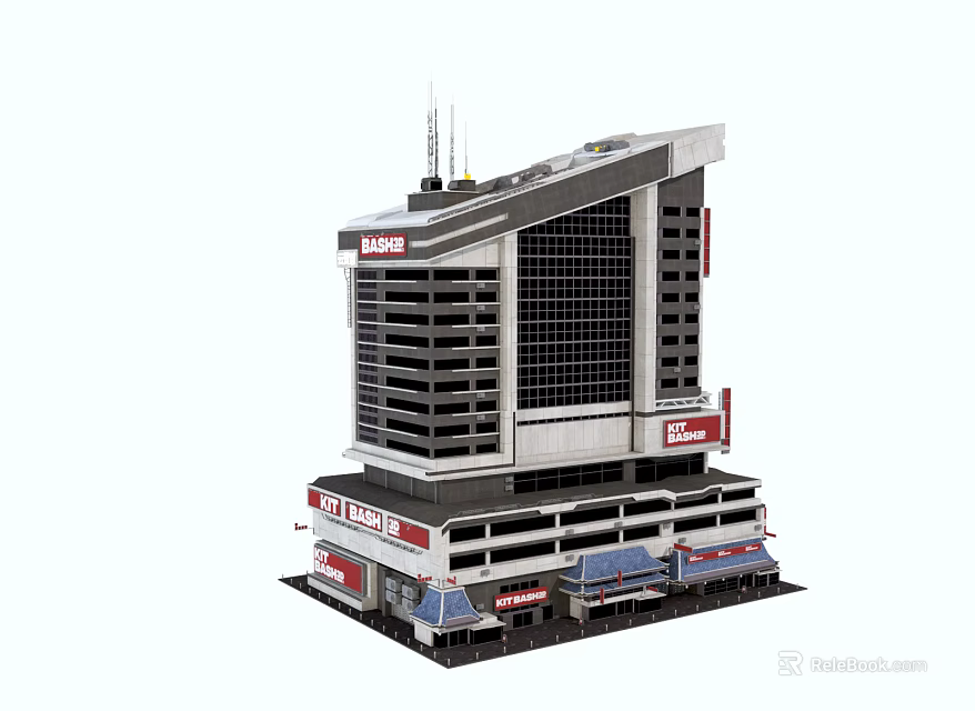 Cartoon Scene Featuring LEGO Multi Storey Building With Modern Design Windows And Antennas 3d model 
