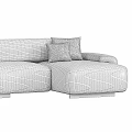 Modern Beige Sectional Sofa Design With Plaid And Solid Decorative Pillows 3d model