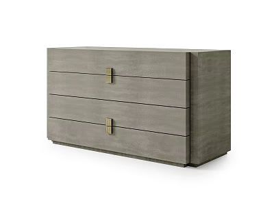 Modern Gray Solid Wood Sideboard With Sleek Design Brass Handles And Drawer Storage 3d model