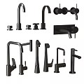 Black Faucets In Various Modern Styles For Kitchen And Bathroom Use 3d model