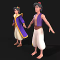Man 3D Character With Purple Yellow Robe And Purple Vest White Pants Design