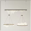 Modern Chandeliers With Wave Shaped Design And Round Metal Frames 3d model