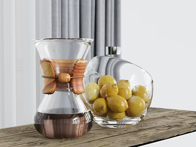 Inflatable Transparent Decorative Model With Wooden Details And Lemon Pattern For Home Decoration 3d model