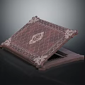Dark Wood Decorative Tabletop Furniture With Intricate Carved Diamond Patterns And Ornate Edges