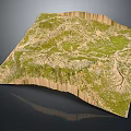 3D Terrain Model With Detailed Topographic Features And Lush Green Landscape