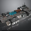 Futuristic Space Exploration Vessel With Metallic Structure Engine Modules And Antenna Arrays