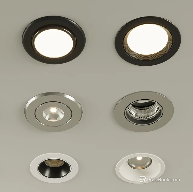 Modern Recessed Downlights And Spotlights With Various Metal Finishes And Stylish Designs 3d model 