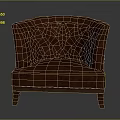 Brown Tufted Single Sofa with Curved Armrest and Wooden Legs for Living Room