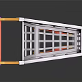 Shopping Cart With Orange Red Handle Gray Frame And Blue Wheels