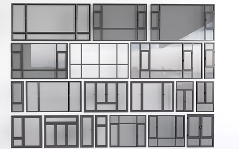 modern glass window combination floor to ceiling window bedroom casement window balcony window 3d model