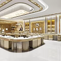 Luxurious Jewelry Store Interior Design With Golden Walls Display Counters And Lighting