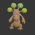 Decorative Cartoon Tree Figure With Yellow Flower Head Blue Eyes Trunk Body And Leaf Arms