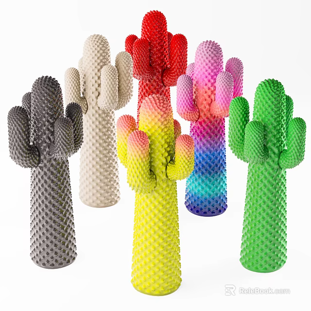 Colorful Cactus Shaped Hangers For Creative Home Decor And Wardrobe Organization 3d model 