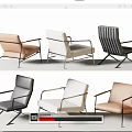 Modern Leisure Chairs With Sleek Metal Frames And Multiple Color Options 3d model