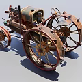 Vintage Rustic Agricultural Tractor With Large Wheels And Exposed Mechanical Parts