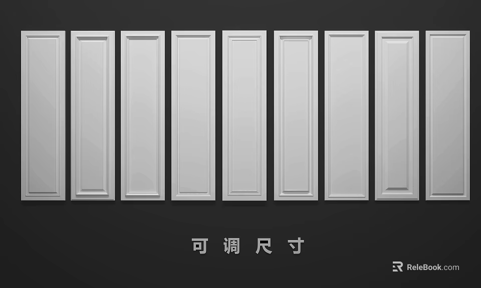 White Door Panels With Adjustable Size For Home Cabinet Interior Design 3d model