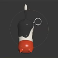 Cat Shaped Doll With Black And White Body Red Helmet And Ring On Tail