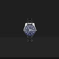 Classic Watch With Blue Dial Silver Metal Strap And Roman Numerals
