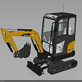 Yellow Black Mini Excavator With Transparent Cabin And Crawler Tracks Design