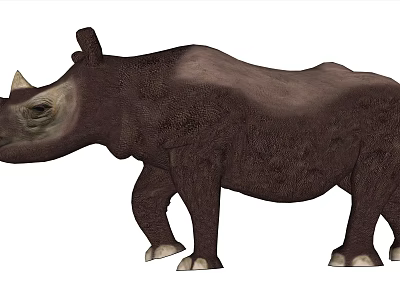 Outdoor Landscape Sculpture of Brown Textured Rhinoceros with Naturalistic Design 3d model