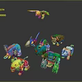 Colorful Toy Characters And Animal Figures With Robot Lion Elephant Shark And Bird