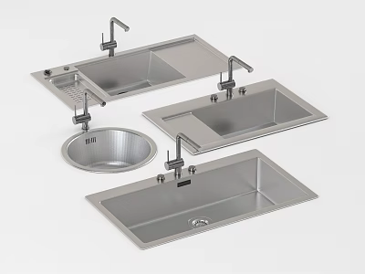 Stainless Steel Kitchen Sink Collection With Multiple Styles And Modern Design 3d model