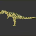 Gold And Green Blocky Dinosaur Model With Pixelated Design On Gray Gradient Background With Reflection