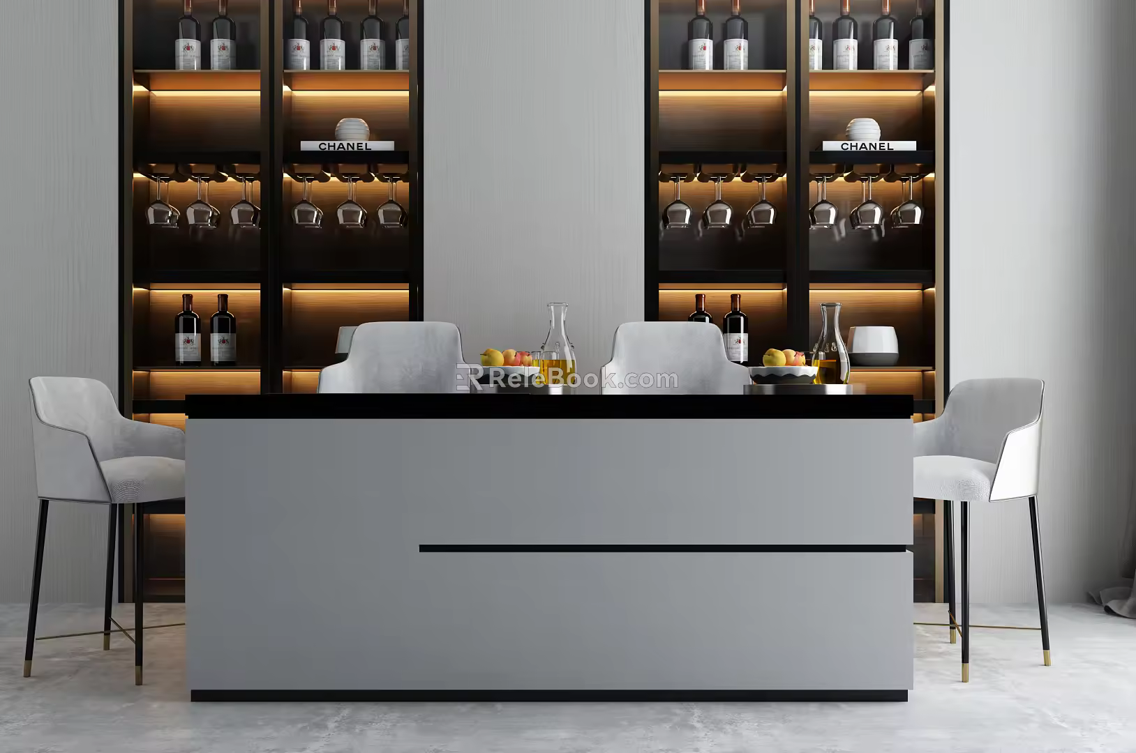 Modern Bar Chair Combination Open 3d model