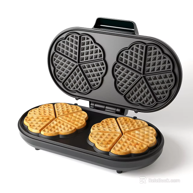 Double Non Stick Waffle Maker With Freshly Cooked Waffles For Kitchen 3d model
