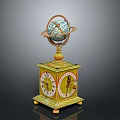 Ornate Antique Clock With Globe Top And Decorative Vintage Base Design