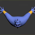 Blue Genie 3D Animated Character With Red Belt And Outstretched Arms