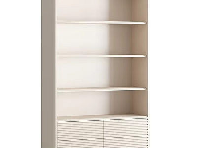 White Modern Decorative Cabinet With Open Shelves And Textured Base Doors 3d model