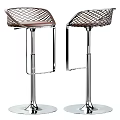 Two Modern Bar Stools With Mesh Seat And Chrome Metal Frame For Bar Counter
