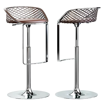 Two Modern Bar Stools With Mesh Seat And Chrome Metal Frame For Bar Counter 3d model