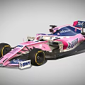Pink Formula One Racing Car Featuring BWT Sahara Logos And Aerodynamic Body