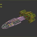Futuristic Green And Yellow Aircraft 3D Model With Multi Section Detailed Structure Design