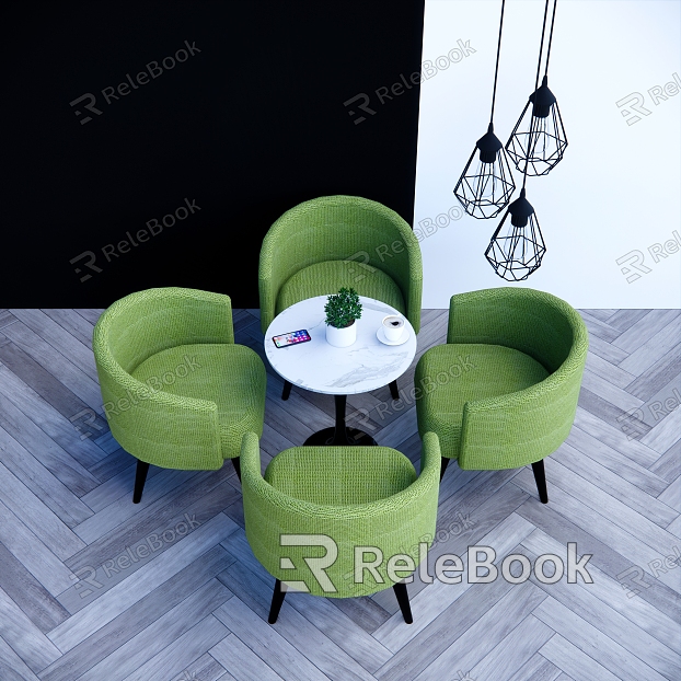 Casual Table and Chair Simple Lazy Back Stool Household Herringbone Wooden Floor Backrest Chair Casual Round Table One Table Four Chairs Balcony Casual Chair Apple Green Chair model