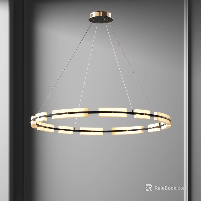 Modern Circular LED Chandelier With Metallic Frame And Illuminated Design 3d model