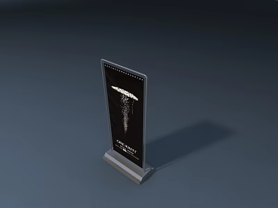 Standing Billboard With Black Background White Design And Modern Metal Base 3d model