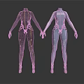 Futuristic Characters In Black And Blue Tech Fitted Suits With Metallic Details