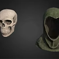 Medical Device Green Hooded Skull Model for Educational and Display Applications