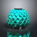 Modern Teal Spherical Lighting Fixture With Diamond Patterned Design And Reflective Base 3d model