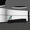 Modern Front Desk Reception Area Interior Design With Curved Lighting And Glass Backdrop